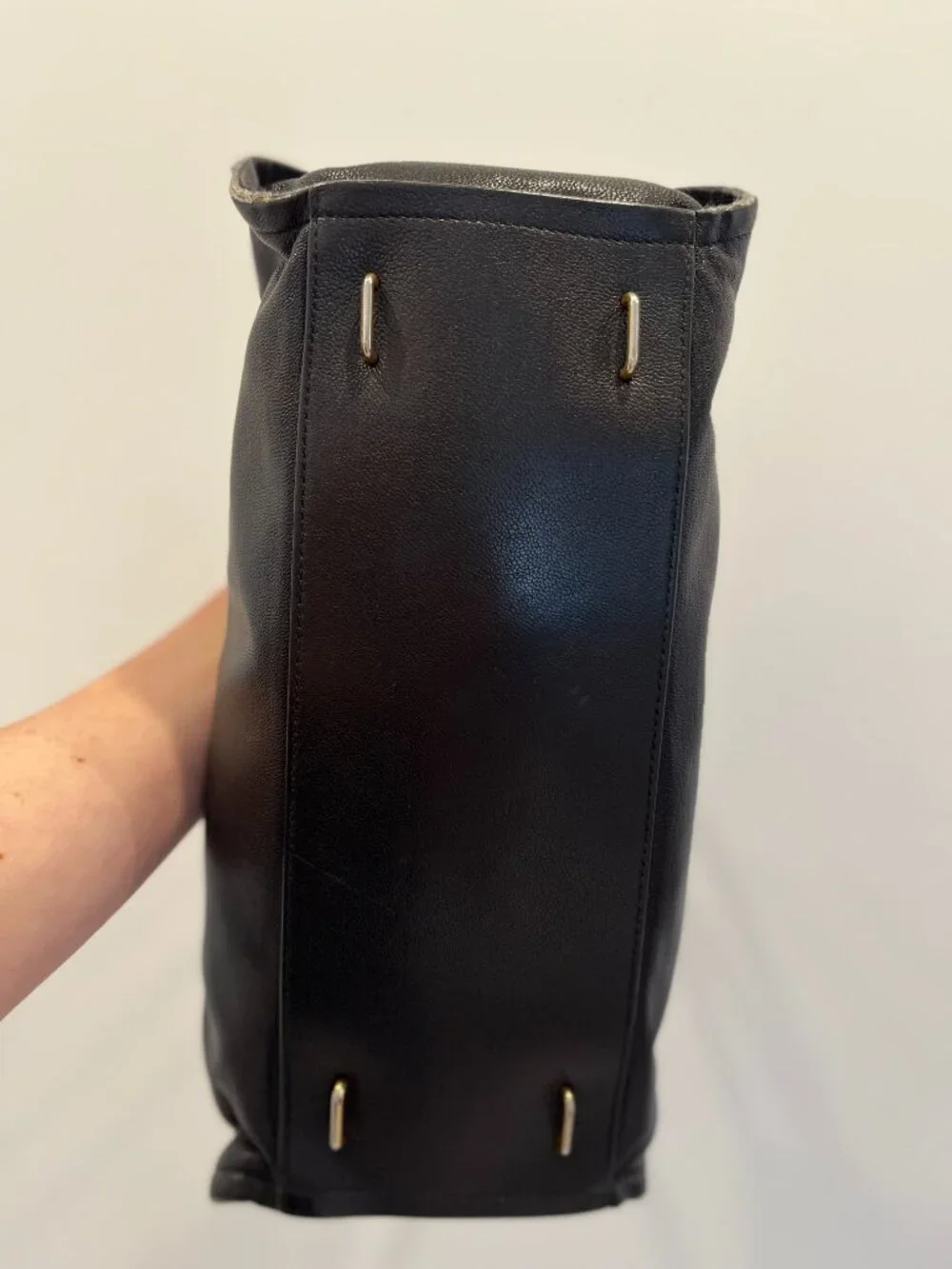 Black Leather Maiyet Bag with Detachable Shoulder Strap